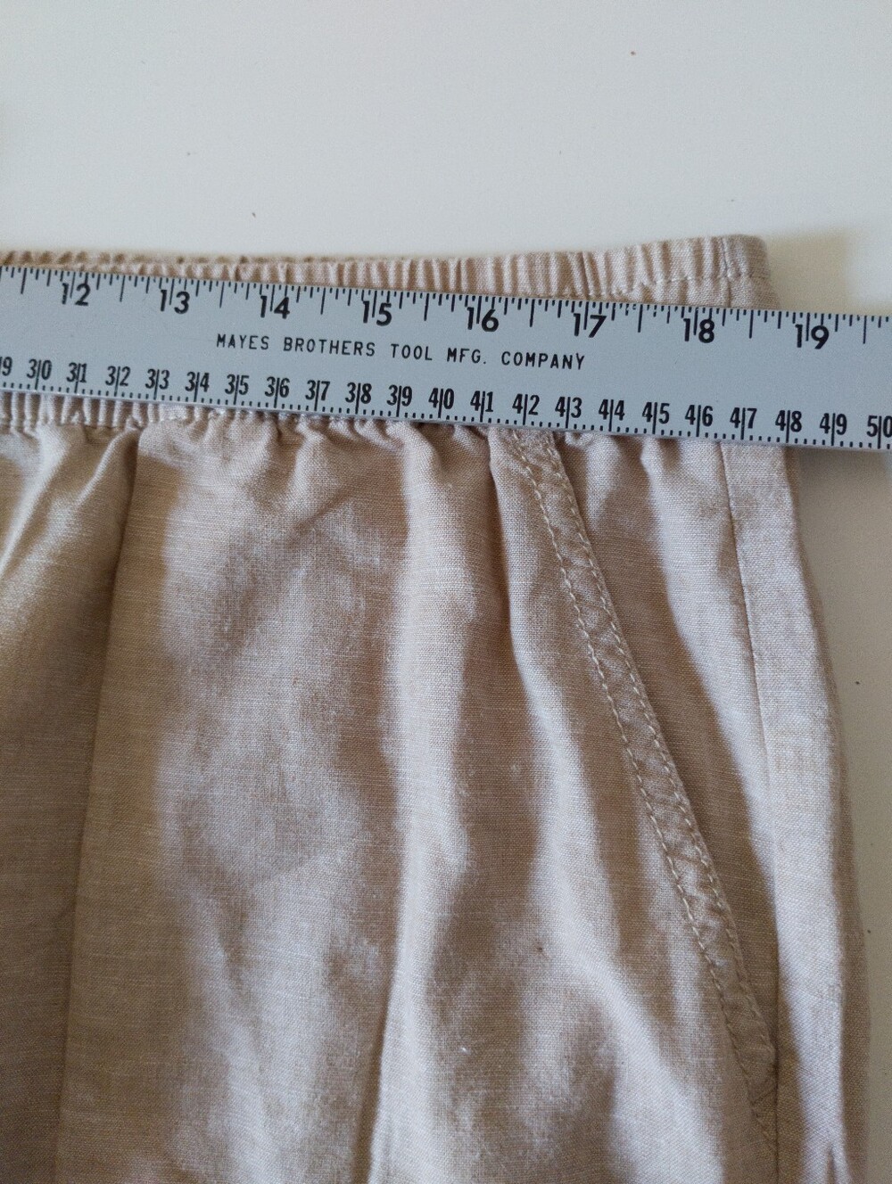 Joe Fresh Linen Cotton Roll Cuff Pant Beige Neutral Drawstring Casual Pants XL - Picture 4 of 7